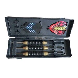 3x Halex Steel-Tipped Darts Competition(?) w Carry Case & Flights Brass Resin